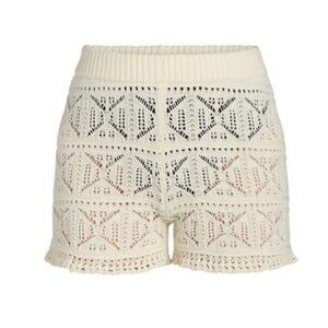 Time and Tru Women's Cotton Macrame Coverup Crochet Shorts Size Large Resort